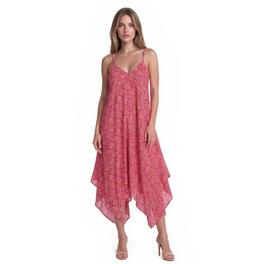 Vineyard Vines Midi Dress Women's Size Small Pink Rayon Silk  Handkerchief Scarf